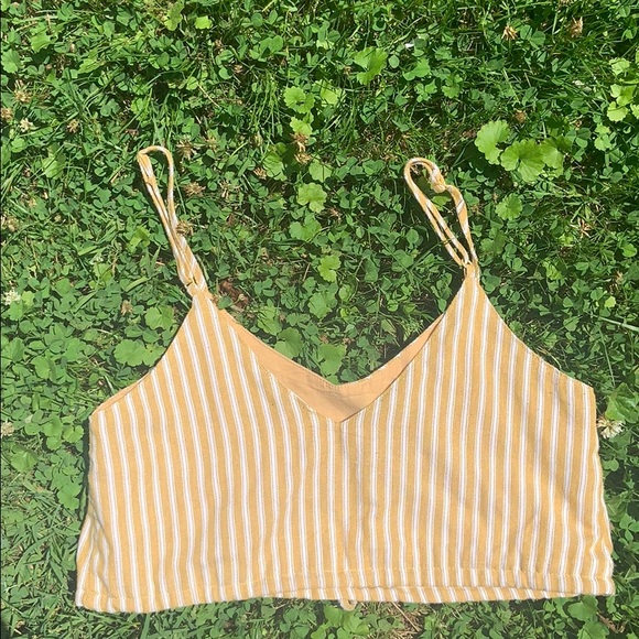 yellow and white stripped crop top - Picture 2 of 2